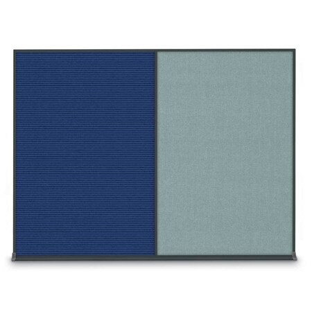 United Visual Products Double Door Radius Corkboard, 60"X36", B UV8004-BLACK-MEDGRY